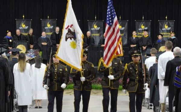 A group of soldiers holding flags